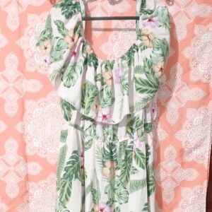 SHEIN Green Leaf Print Women Dress